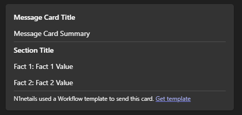 N1netails teams webhook message block